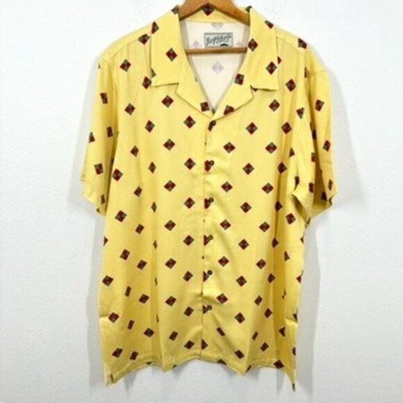 Bogey Boys Other - Bogey Boys Yellow Button Up Short Sleeve Retro Geometric Print Casual Golf Shirt
